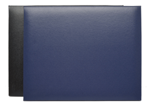black and navy blue turned edge diploma covers